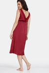 Zivame Paradise Garden Woven Mid Length Nightdress - Beet Red — thumbnail 3